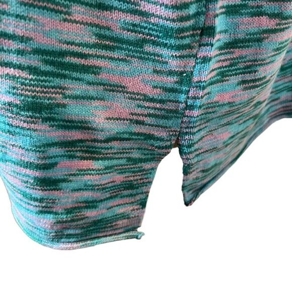 Jason Wu V-Neck Sweater Space Dye Teal Green Pink Size Large - Picture 4 of 10
